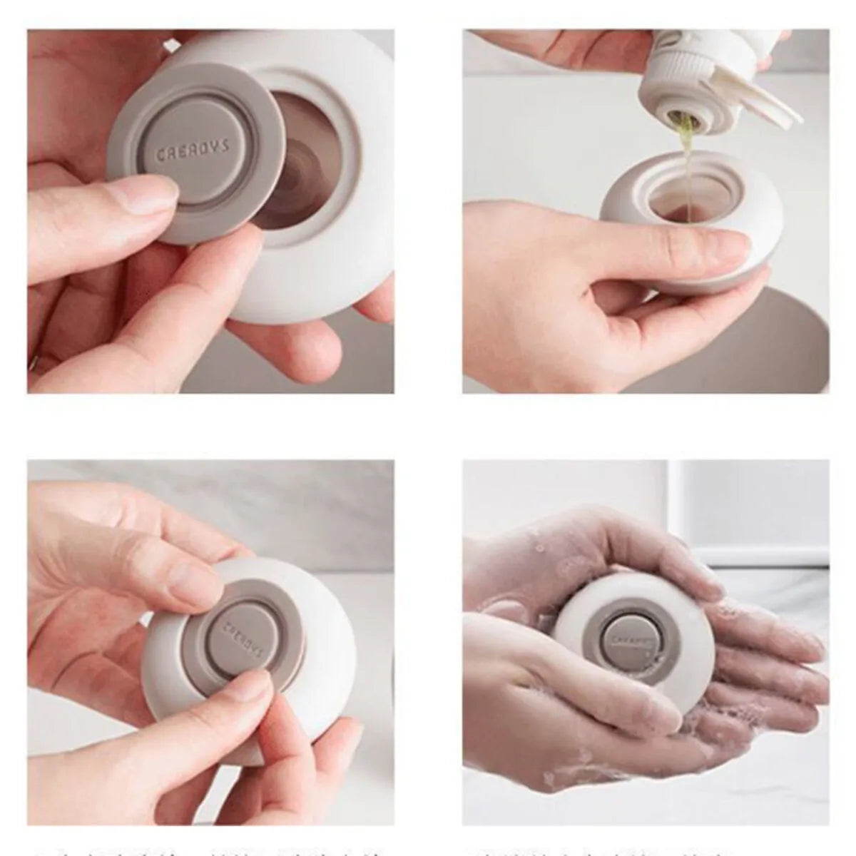 Enkel påfyll av såpedispenseren med flytende såpe