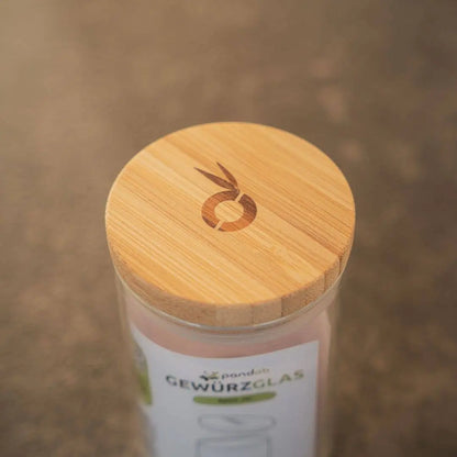 Krydderglass med bambuslokk med logo