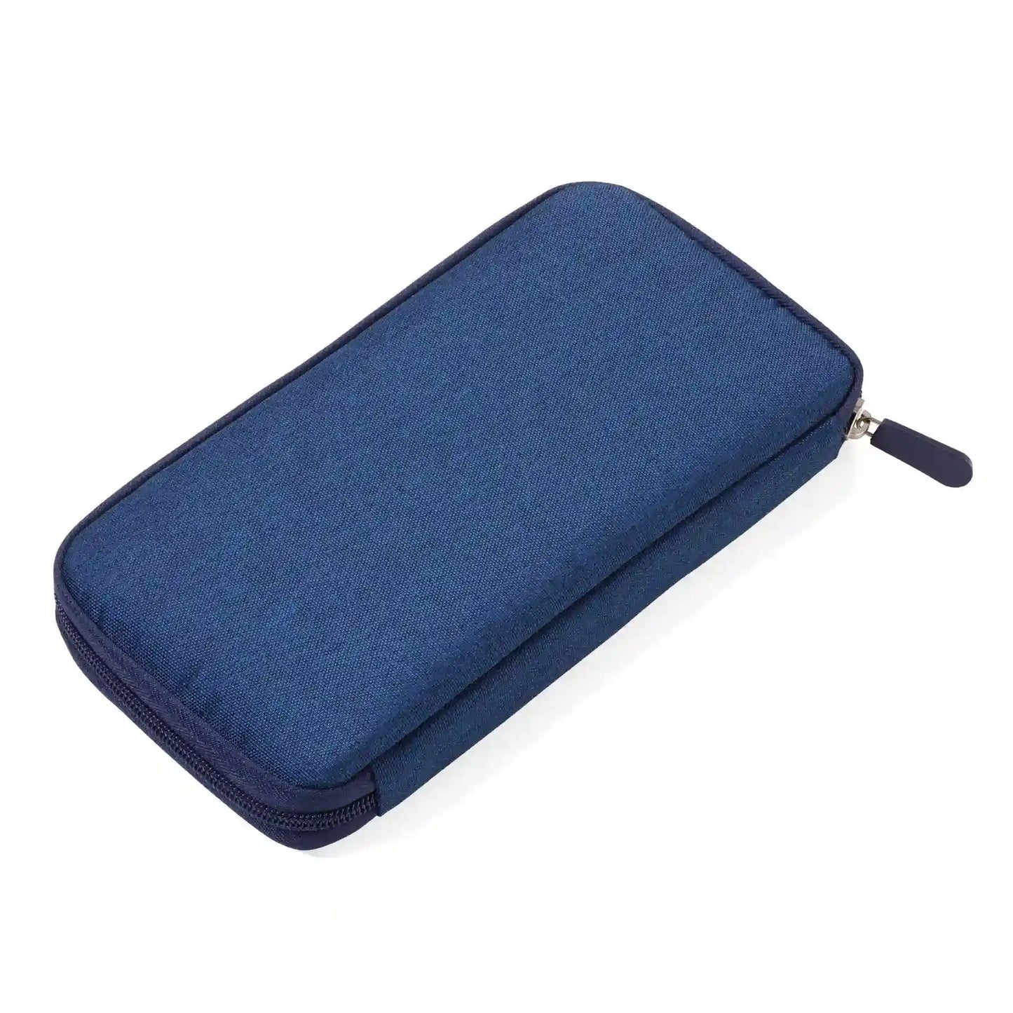 Mørkeblå lommebok til reise med passholder