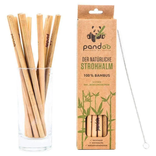 12 stk av sugerør laget av bærekraftig bambus med en inkludert rengjøringsbørste