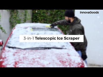 3-i-1 teleskopisk snøkost med isskrape